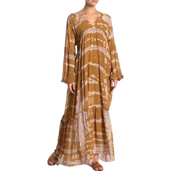 Young Fabulous And Broke Josette Tie Dye Maxi Dress XS New Long Sleeve NWT New - Picture 7 of 9